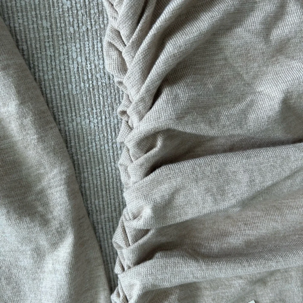 Baobab Collection Off-Shoulder Ruched Sweater - Taupe - Picture 7 of 11